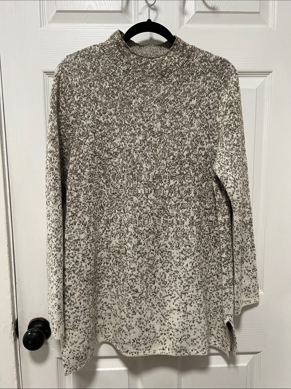 Pure Jill Marled Cowl-Neck Sweater in Cream and Taupe